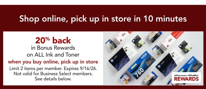 20% back in bonus rewards on all ink & toner