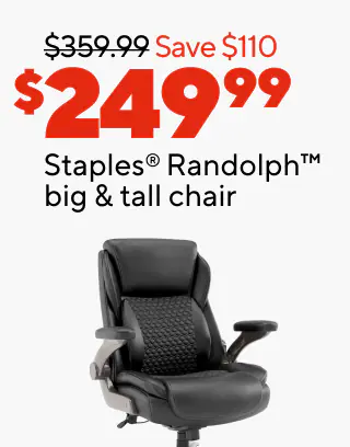 Extra 20% off select chairs when you buy 5 or more
$249.99 Staples Randolph big & tall chair
25% off furniture protection and in-store assembly services when purchased together
$259.99 La-Z Boy Aberdeen chair
$99.99 Staples Traymore chair