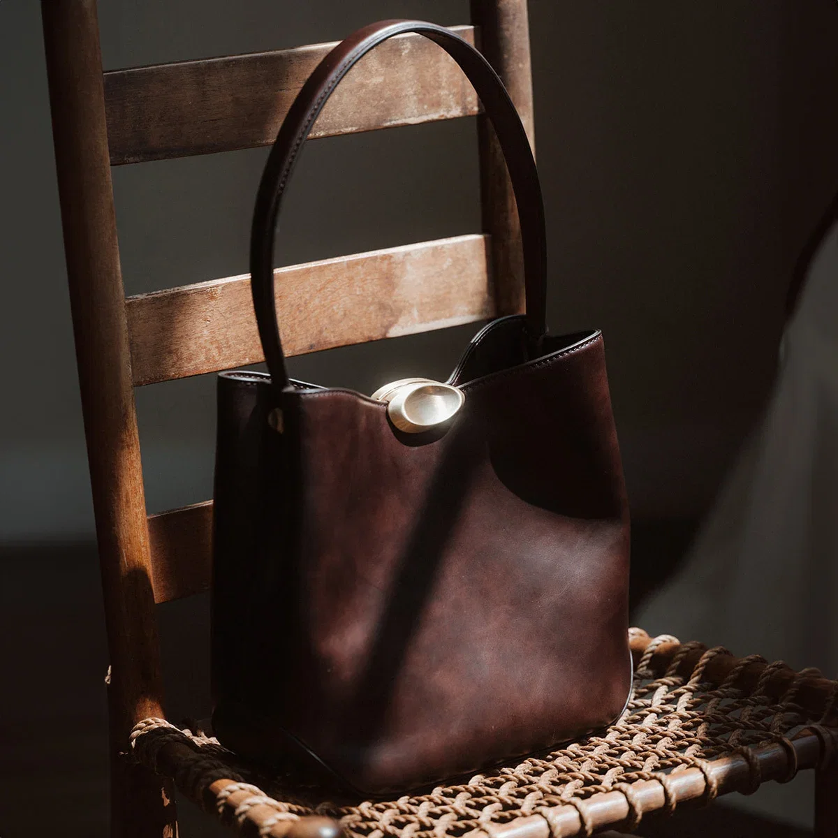 CITRINE Mae Small Leather Bucket Bag, $229