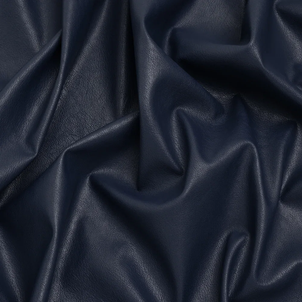 Image of Pebbled Faux Leather with Recycled Polyester Faux Suede Backing - Navy