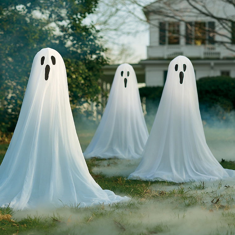 Staked Ghosts with Lights, Set of Three