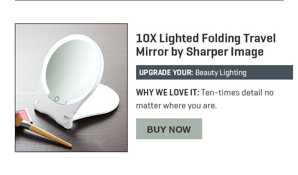 10X Lighted Folding Travel Mirror by Sharper Image