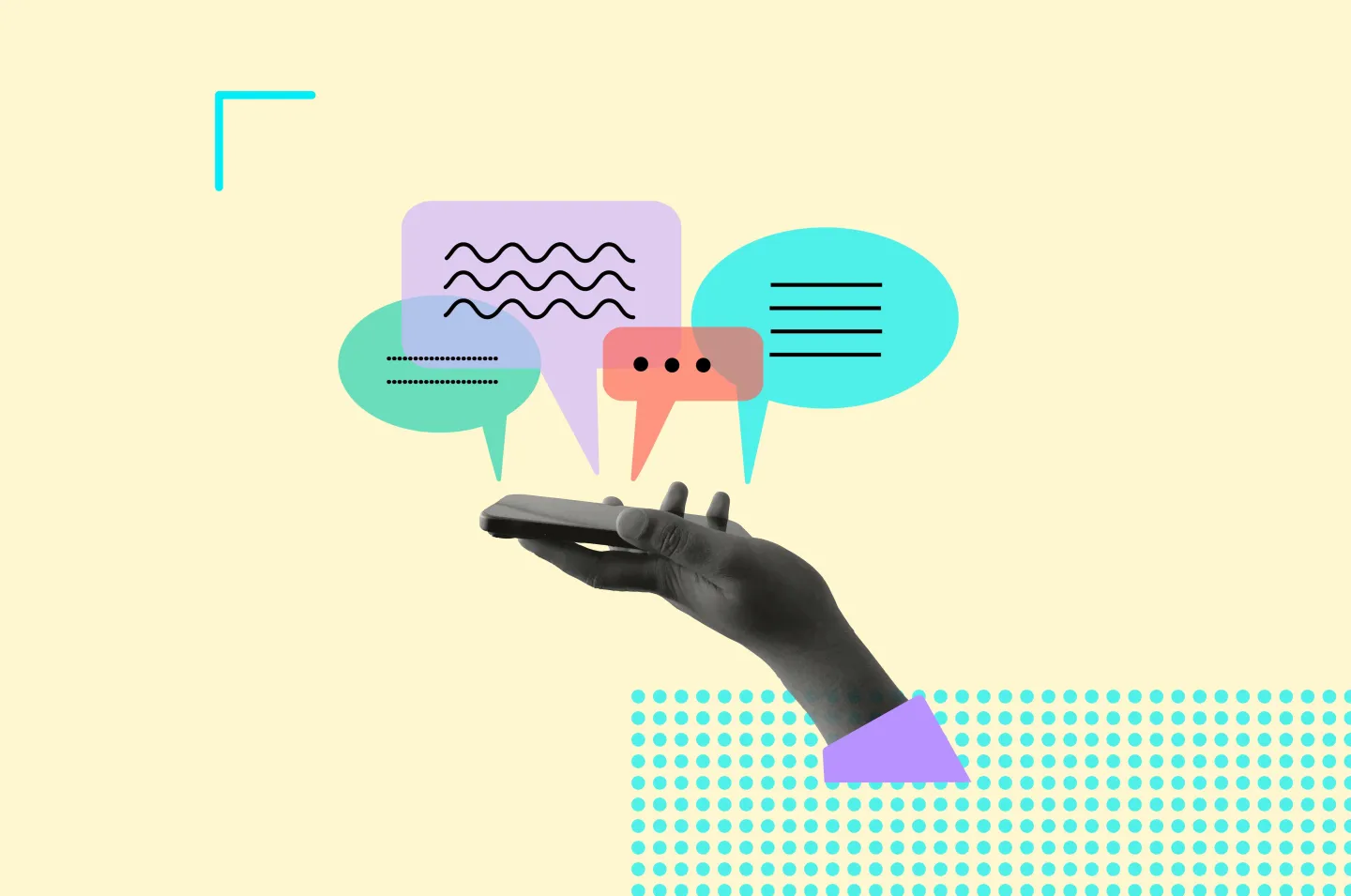 An abstract illustration of a hand and message bubbles | Carme Parramon/Getty Images
