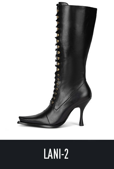 Lani-2 Knee-high victorian lace-up heeled boot