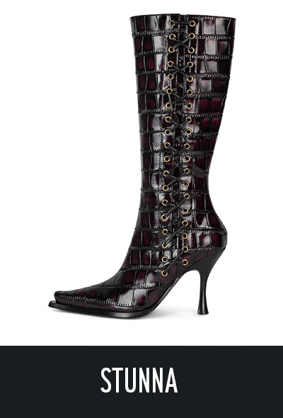 Stunna Knee-high heeled boot with lace-up detail 