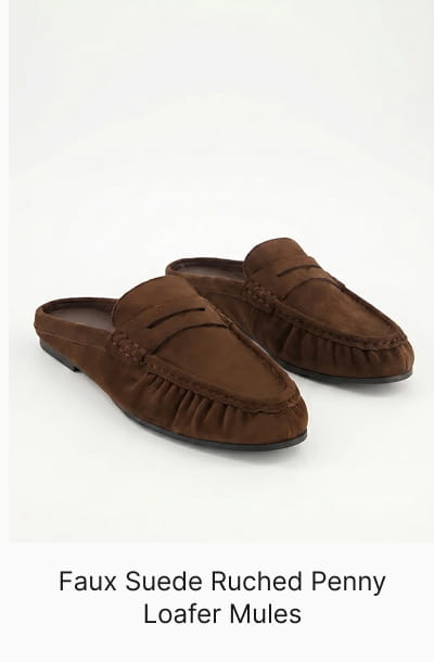 Shop Faux Suede Ruched Penny Loafer Mules