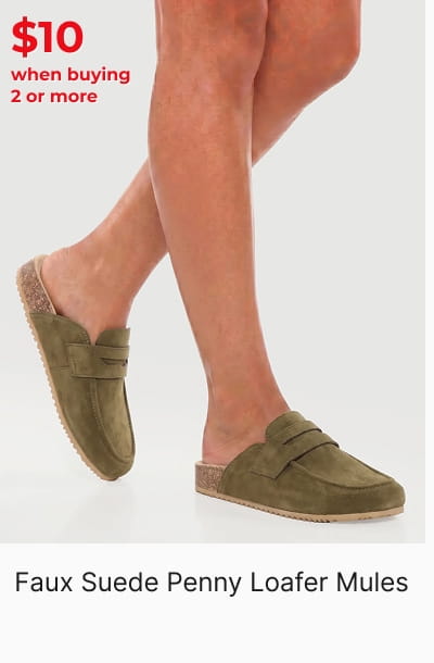 Shop Faux Suede Penny Loafer Mules