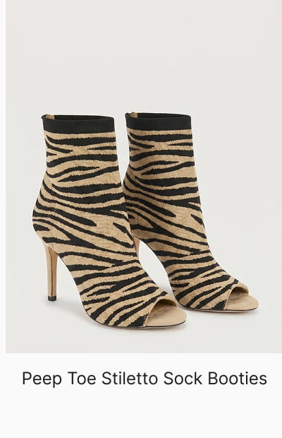 Shop Peep Toe Stiletto Sock Booties