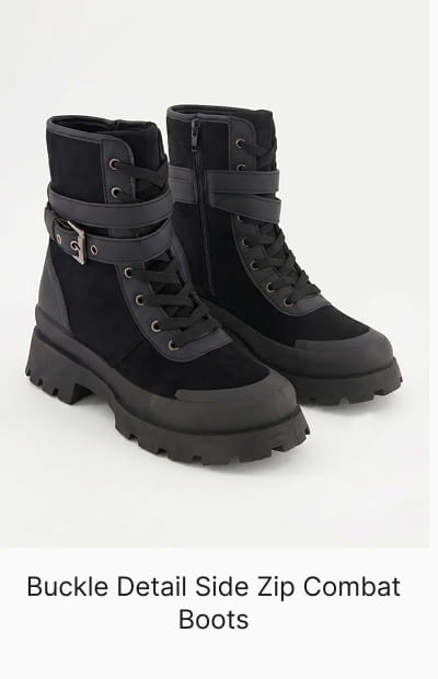 Shop Buckle Detail Side Zip Combat Boots