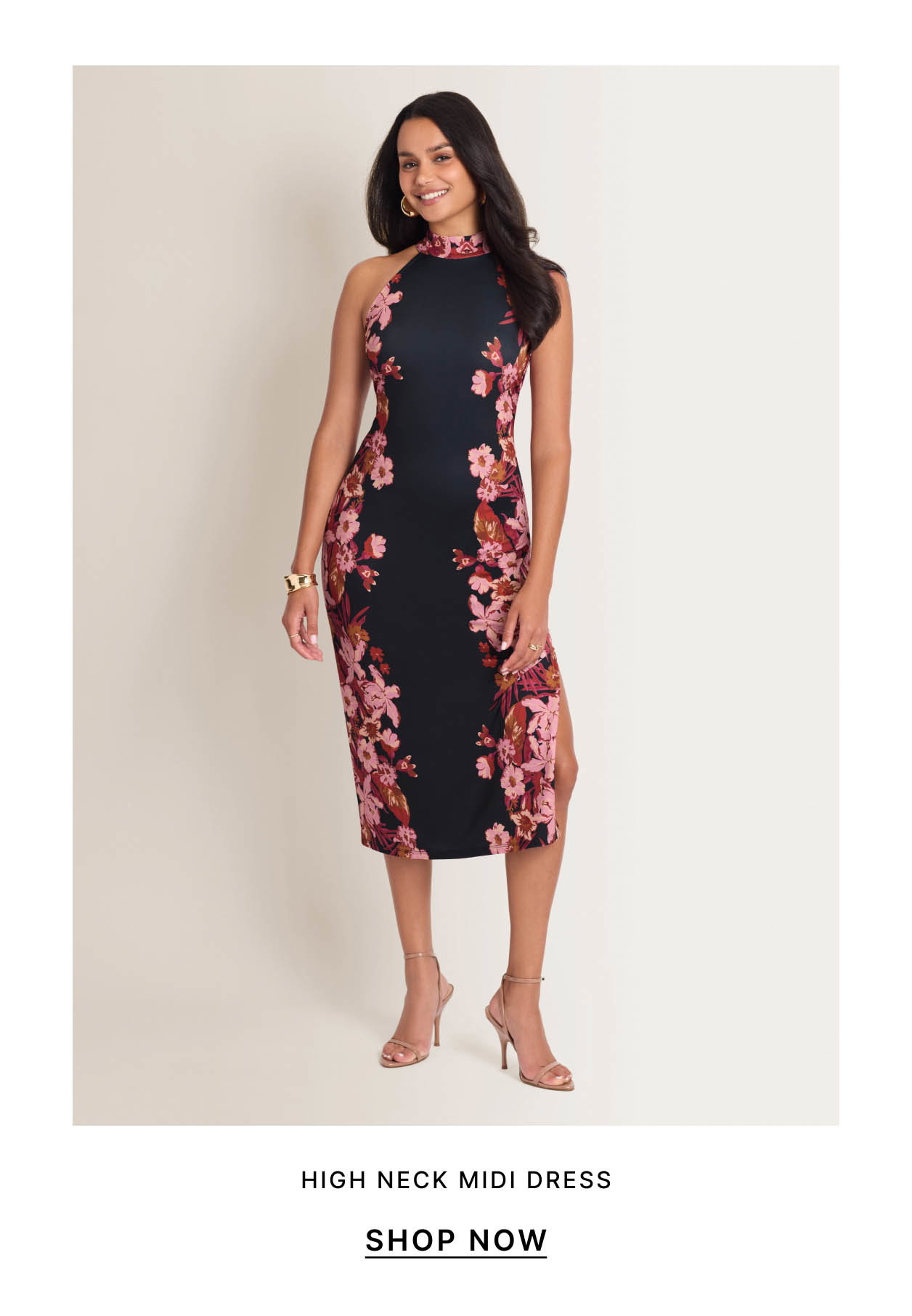 High Neck Midi Dress