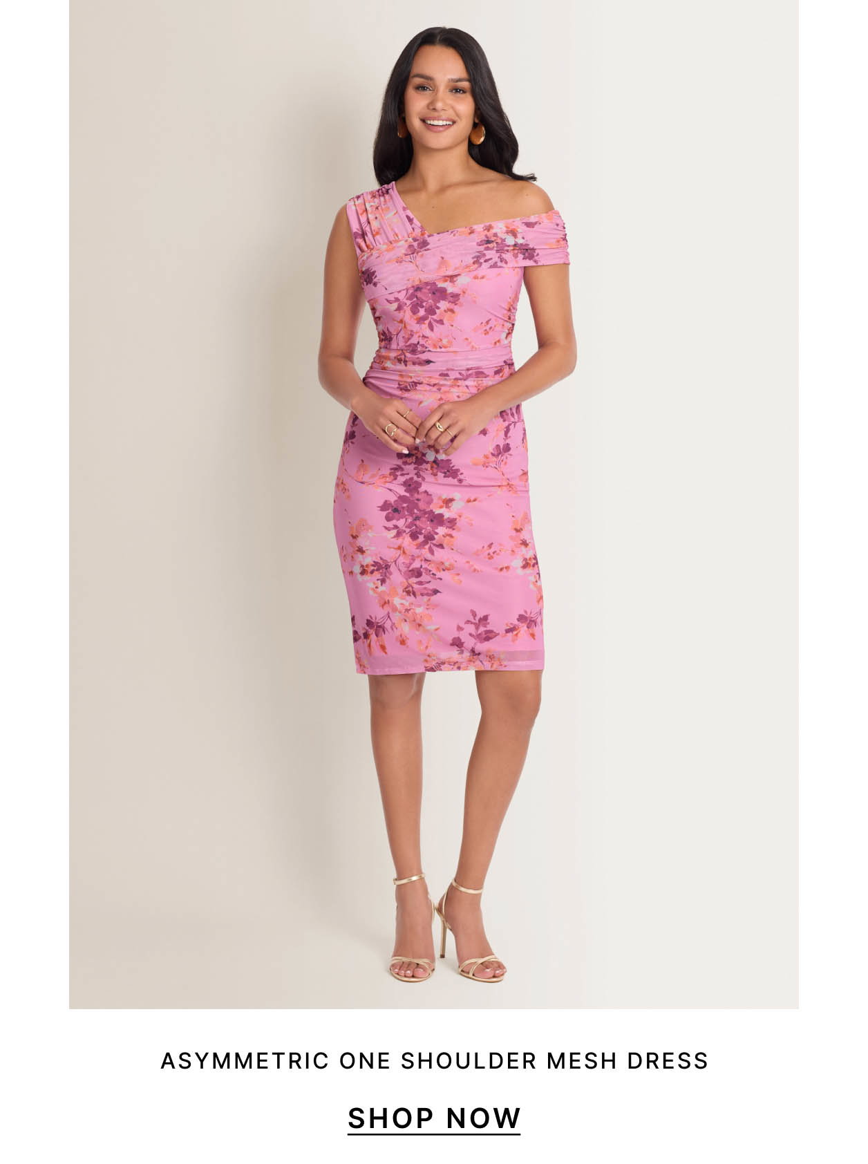 Asymmetric One Shoulder Mesh Dress