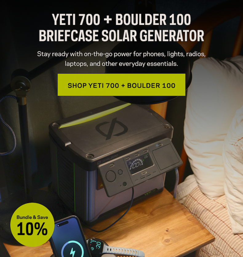 Yeti 700 + Boulder 100 Solar Generator