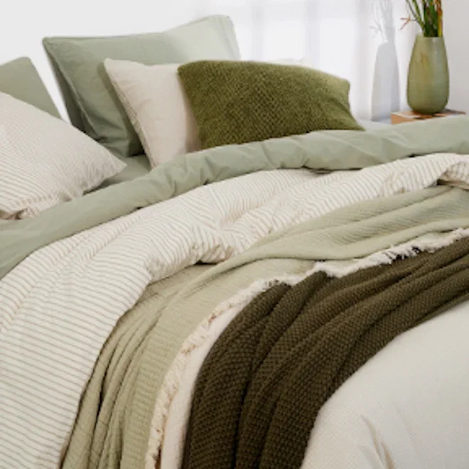 Thread Office Natural Yarn Dye Reversible Stripe Duvet Cover Set