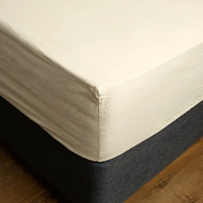 Thread Office Sand Beige Washed Cotton Fitted Sheet