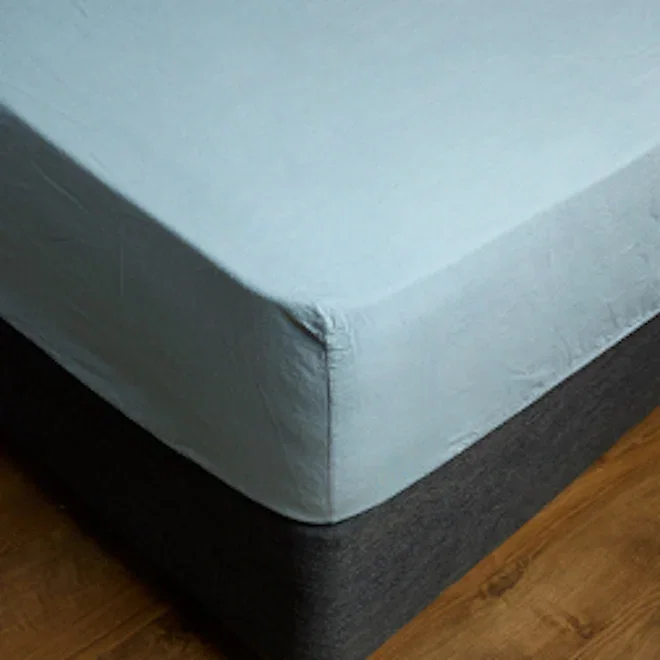Thread Office Smoke Blue Washed Cotton Fitted Sheet