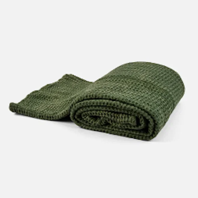 Thread Office Green Stonewash Waffle Throw, 180cm x 200cm