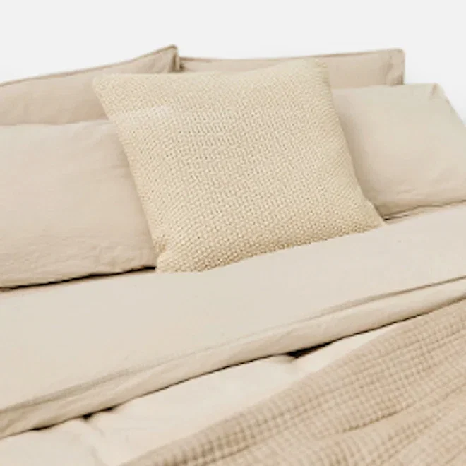 Thread Office Sand Beige Washed Cotton Duvet Cover Set