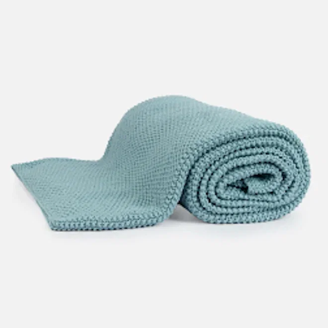 Thread Office Smoke Blue Knitted Cotton Throw, 180cm x 200cm