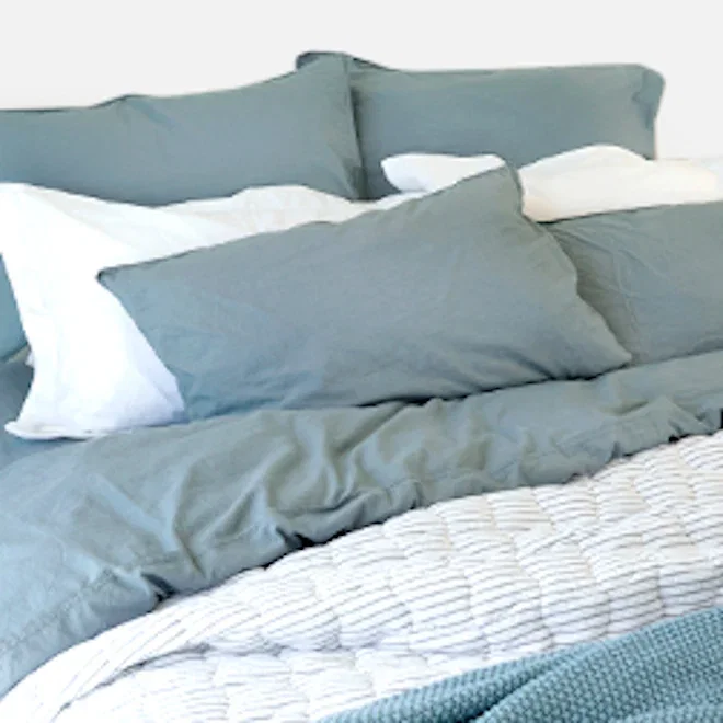 Thread Office Smoke Blue Washed Cotton Duvet Cover Set