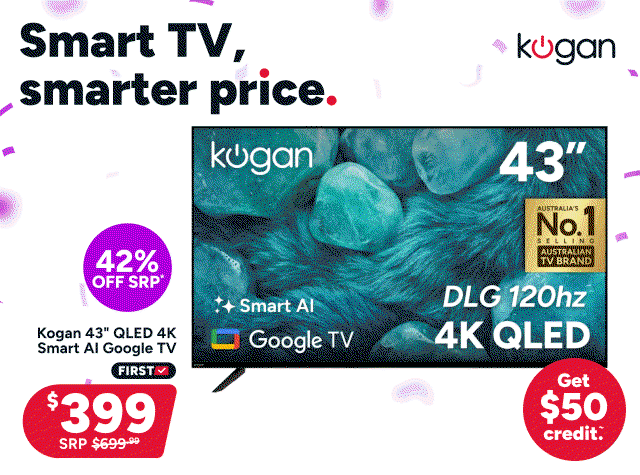 Kogan 43" QLED 4K Smart AI Google TV