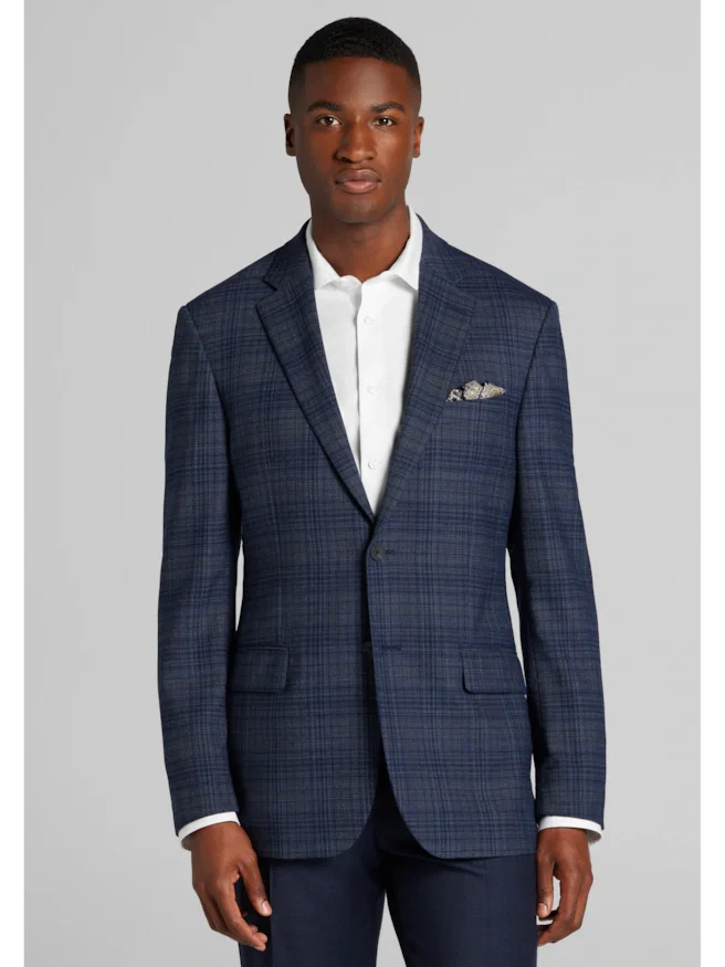 Traveler® COOL<i>MOTION</i> Tailored Fit Plaid Sportcoat