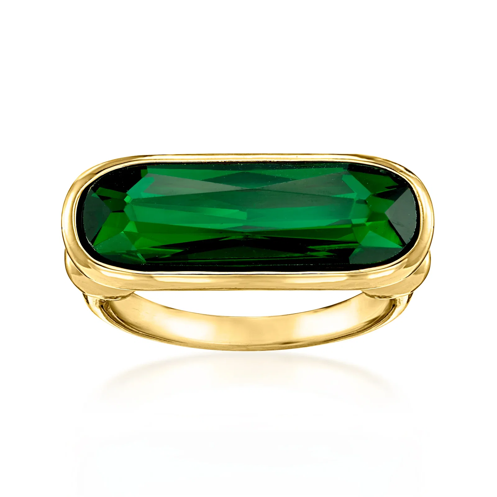 Image of 14kt Yellow Gold-Plated Ring with Simulated Emerald