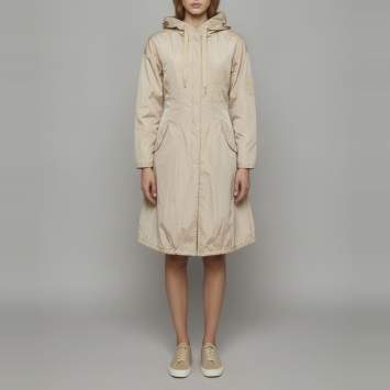Beige Nylon Zip Up Smocking De