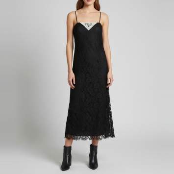 Black Logo Print Floral Lace S
