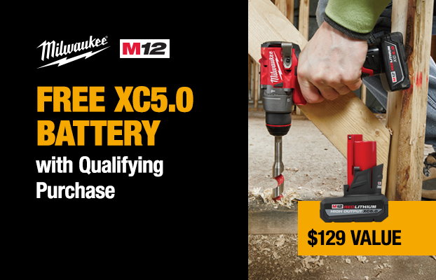 Milwaukee Free Battery with Qualifying Purchase