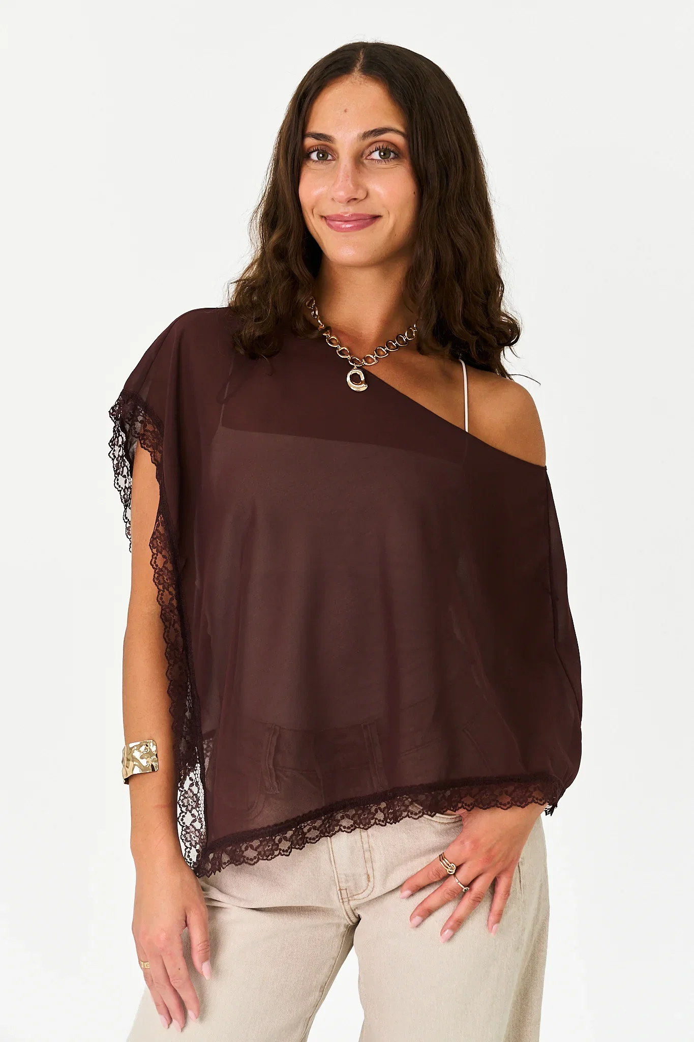 LANA PONCHO IN BROWN