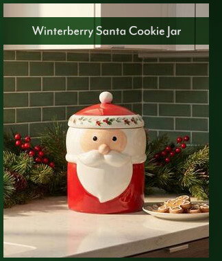 Winterberry Santa Cookie Jar