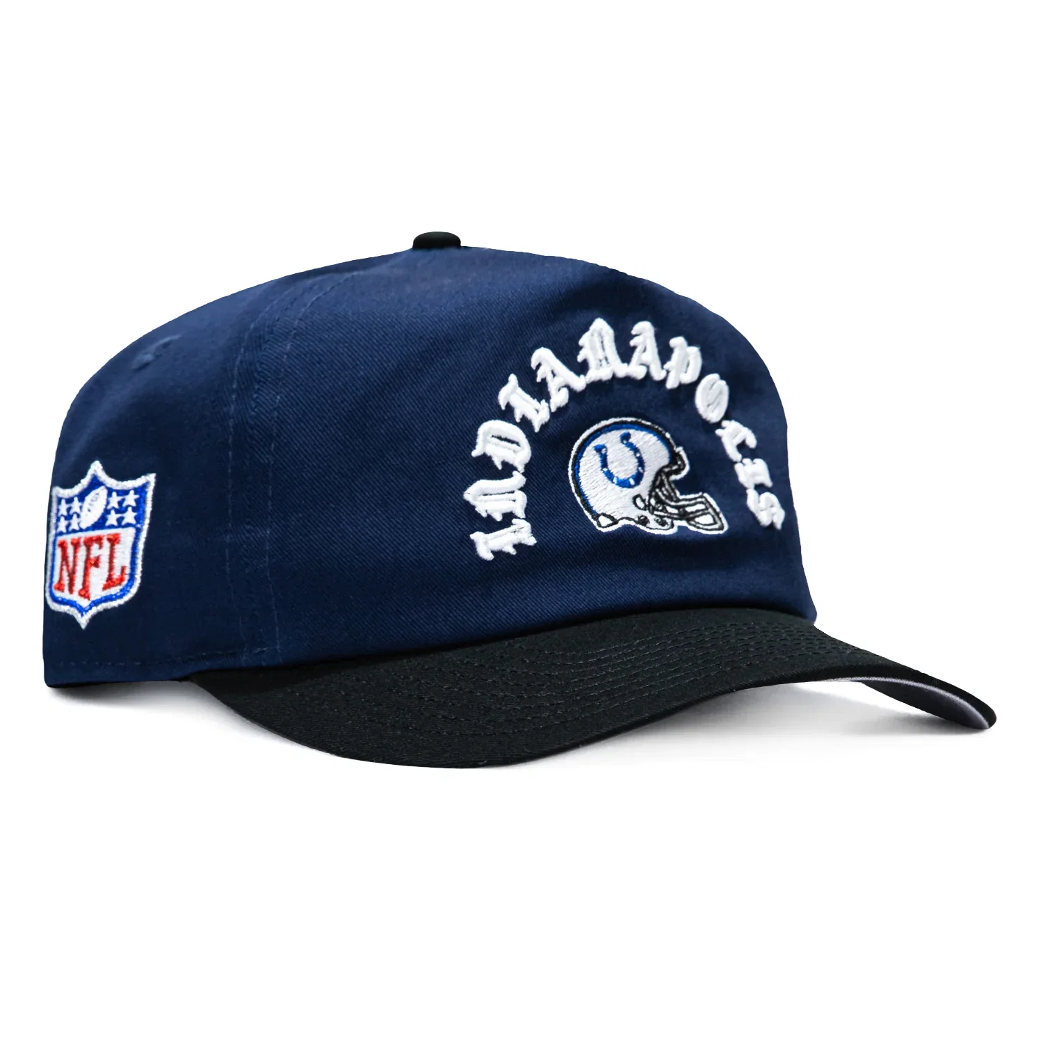 Image of New Era 19Twenty Indianapolis Colts NFL Logo Patch Snapback Pre-Curved Hat - Navy, Black