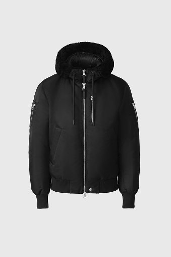 AUGUST-Z bomber jacket with shearling-trimmed hood