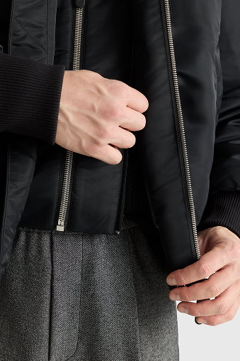AUGUST-Z bomber jacket with shearling-trimmed hood