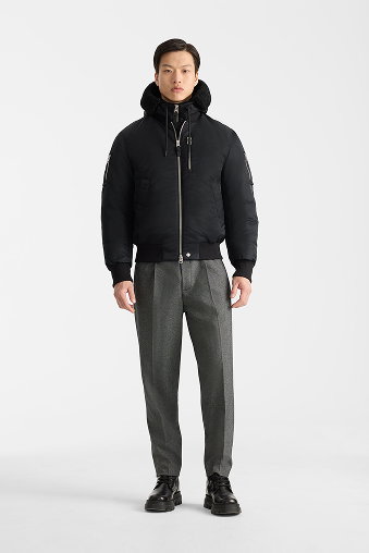 AUGUST-Z bomber jacket with shearling-trimmed hood