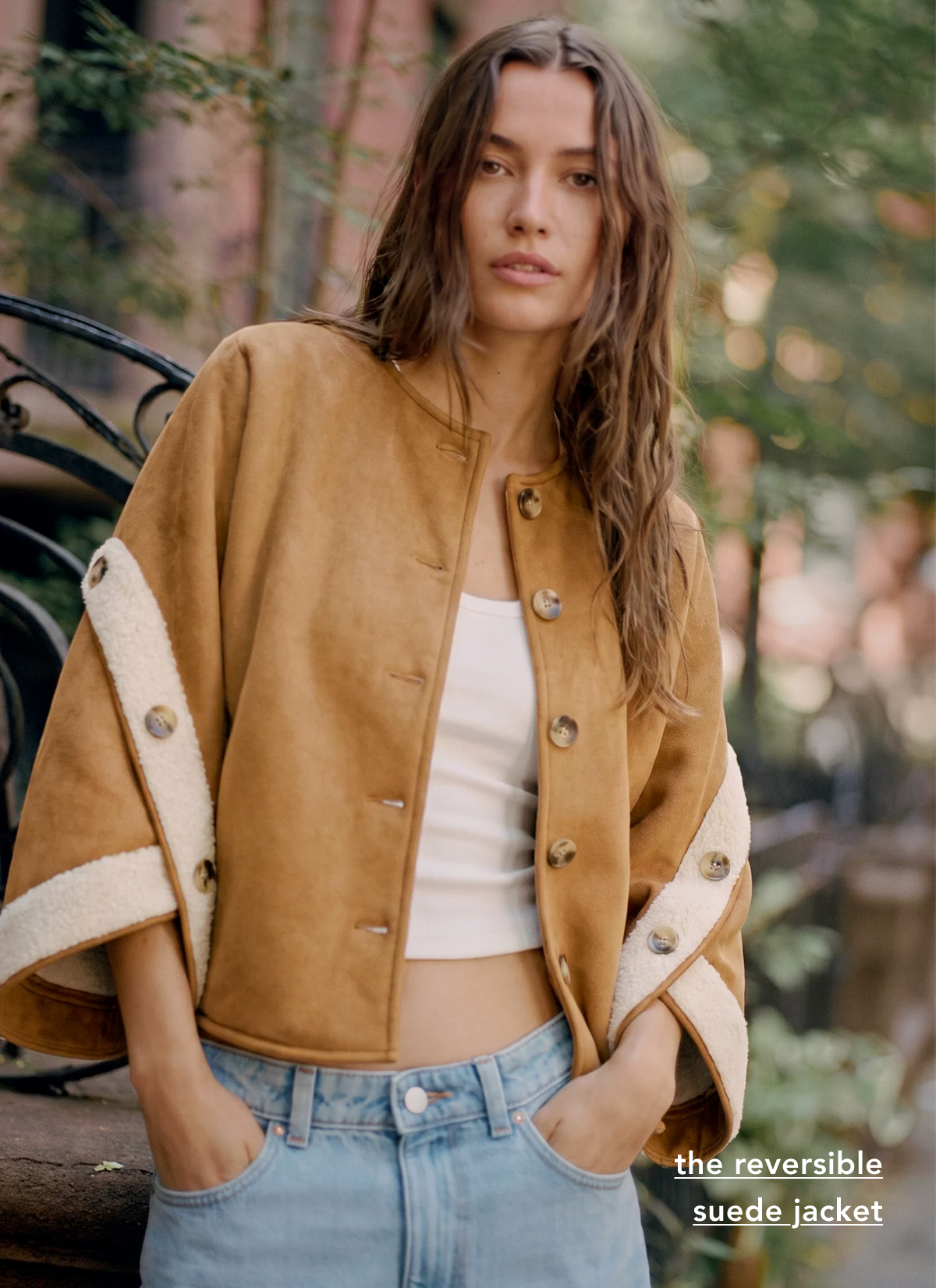 Reversible Suede Sherpa Jacket