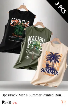3pcs/Pack Men s Summer Printed...