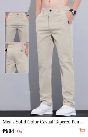 Men s Solid Color Casual Tapered...