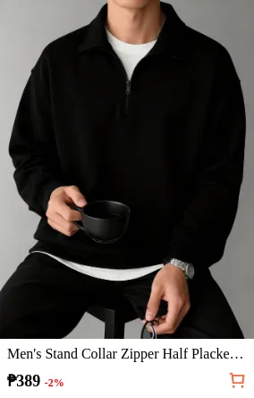 Men s Stand Collar Zipper Half...