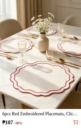 6pcs Red Embroidered Placemats...