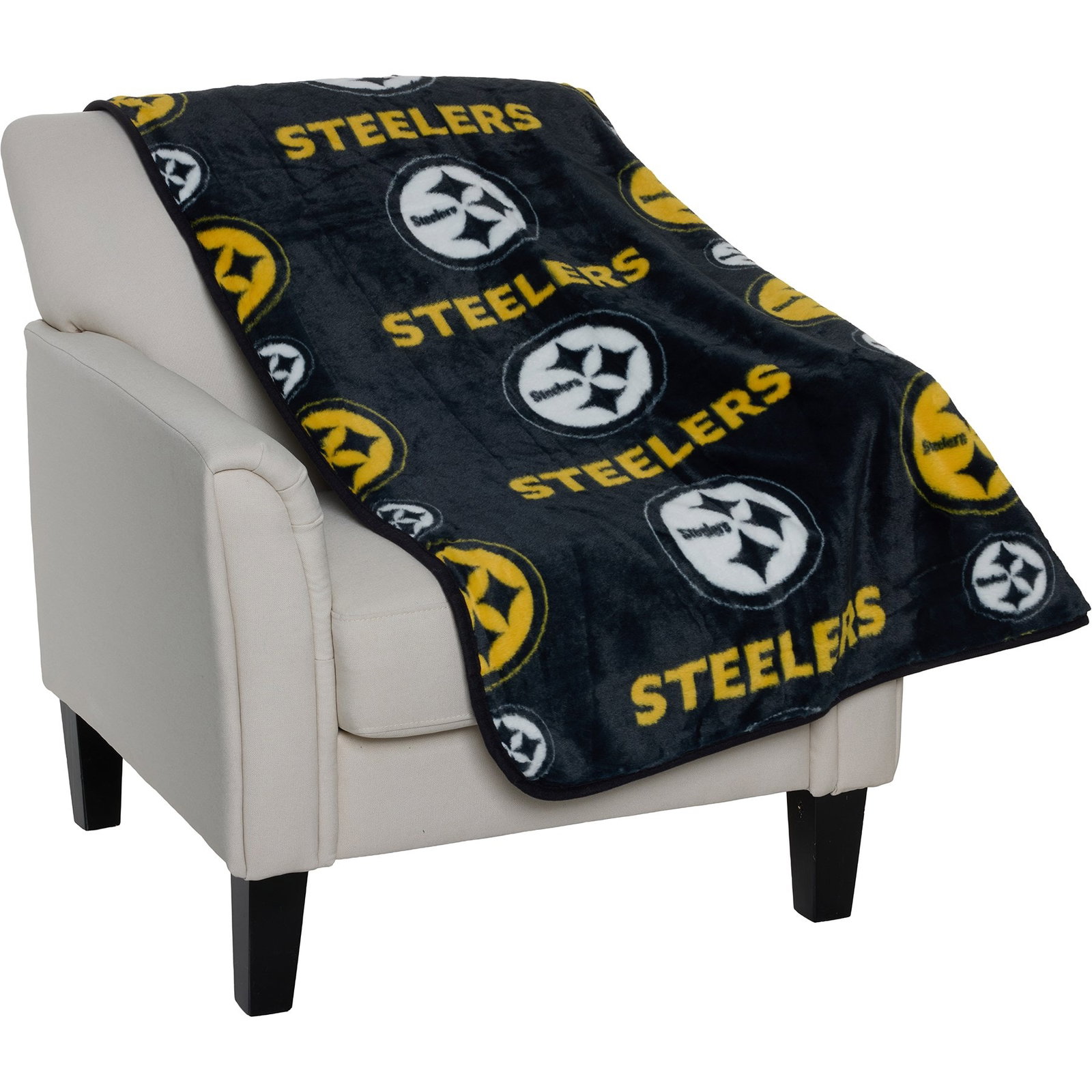 Pegasus Sports Pittsburgh Steelers Wordmark Faux Fur Throw Blanket