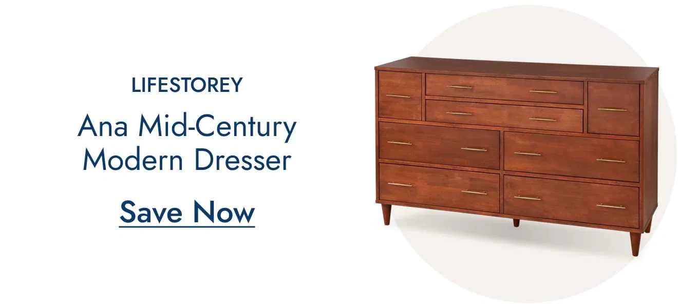 Lifestorey 8-Drawer Mid-Century Modern Dresser