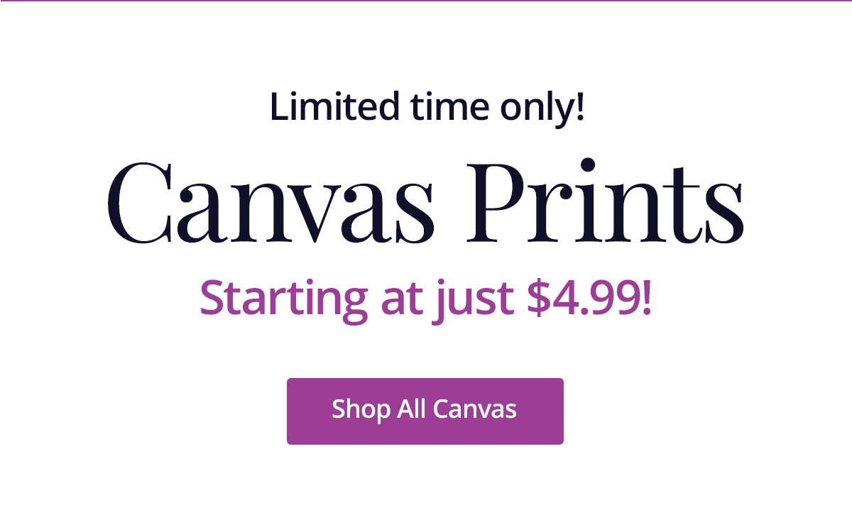 Limited time only! Canvas Prints starting at just $4.99! Shop All Canvas