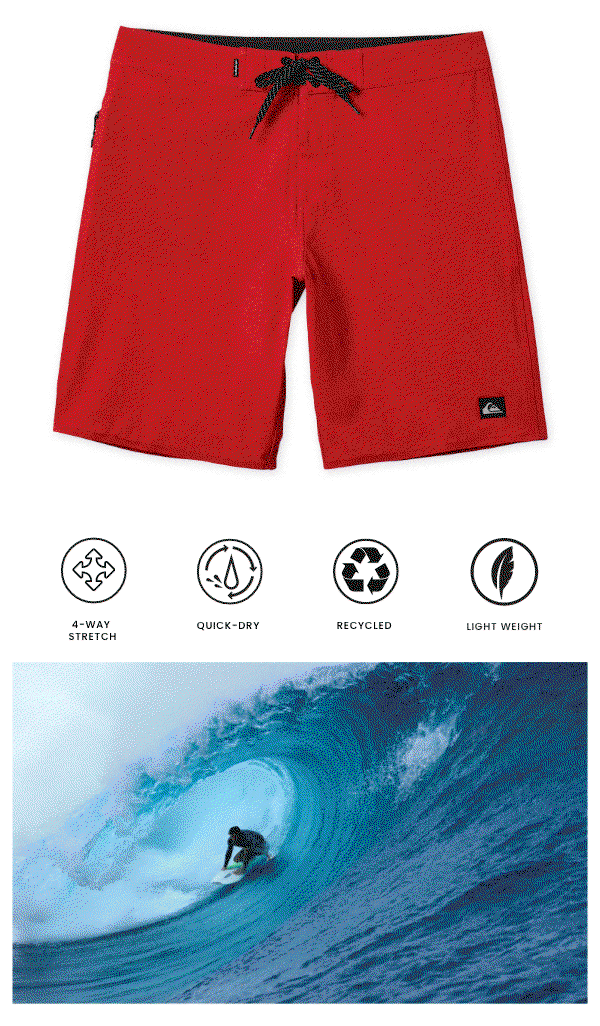 The Kaimana Boardshorts - 4-way stretch, quick-dry, recycled, and light weight.