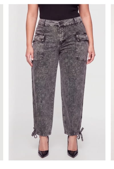 Shop Plus Size Denim Drawstring Hem Cargo Joggers