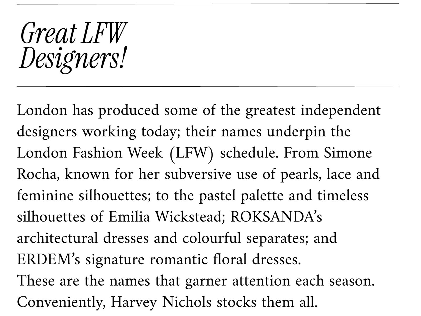 Great LFW Designers text