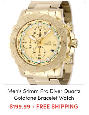 INV-50248 INVICTA Men's 54mm Pro Diver Quartz Multifunction Goldtone Monochromatic Bracelet Watch – $199.99 + FREE SHIPPING