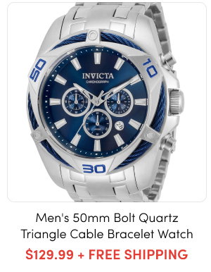 INV-32373 INVICTA Men's 50mm Bolt Quartz Chronograph Triangle Cable Bezel Bracelet Watch – $129.99 + FREE SHIPPING