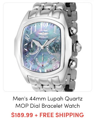 INV-43152 INVICTA Men's 44mm Lupah Quartz Chronograph Mother-of-Pearl Dial Bracelet Watch – $189.99 + FREE SHIPPING