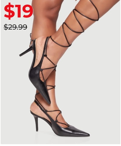 Shop Strappy Lace Up Pointed Toe Stiletto Heels